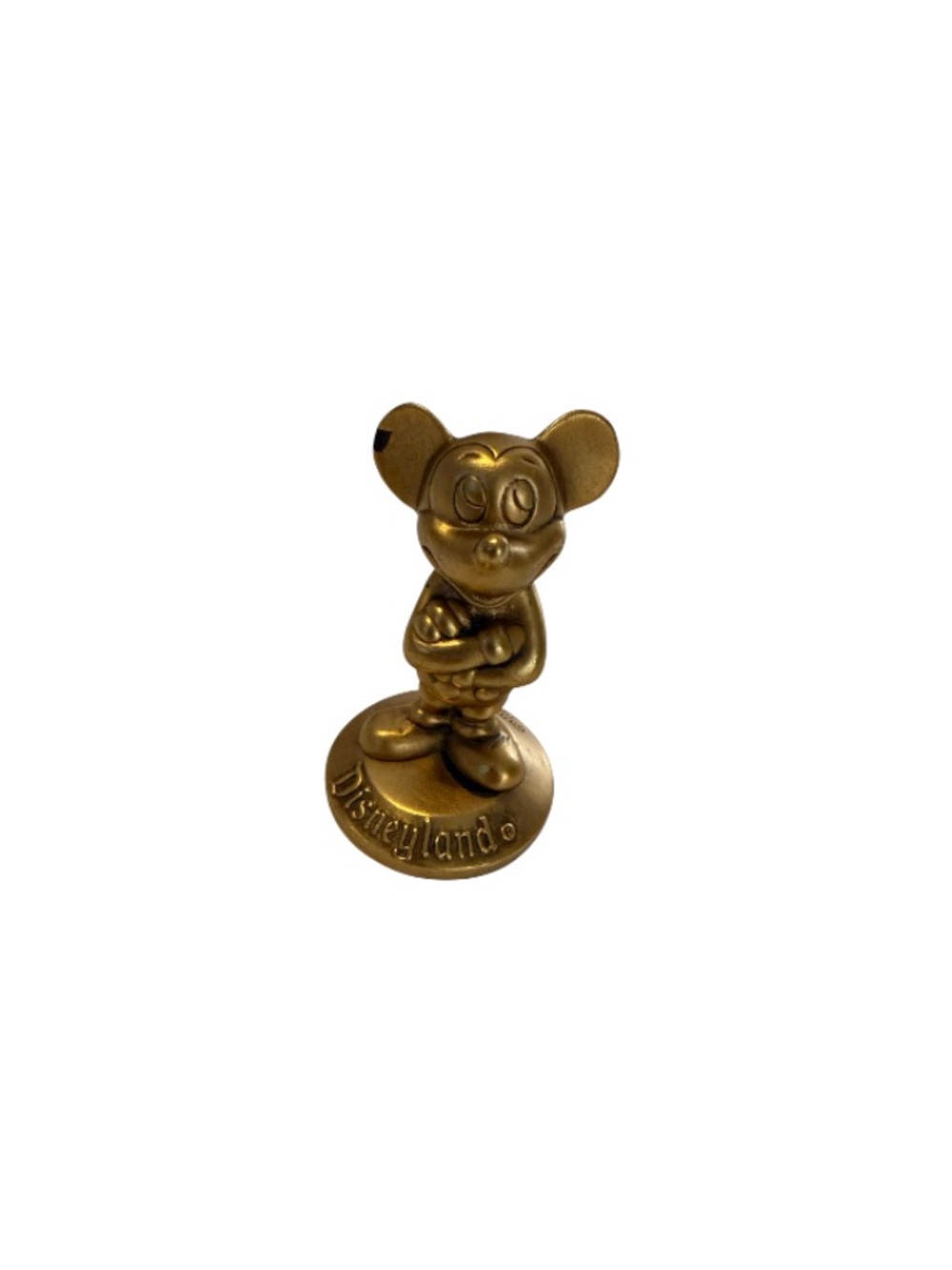 Disneyland Vintage Gold Toned Mickey Mouse Paperweight